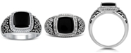 Macy's Men's Onyx & Diamond (1/10 ct. t.w.) Ring in Sterling Silver
